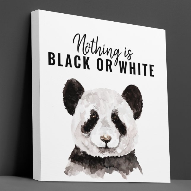 Modern Funny Panda Black And White With Quote Canvas Print (Creator Uploaded)