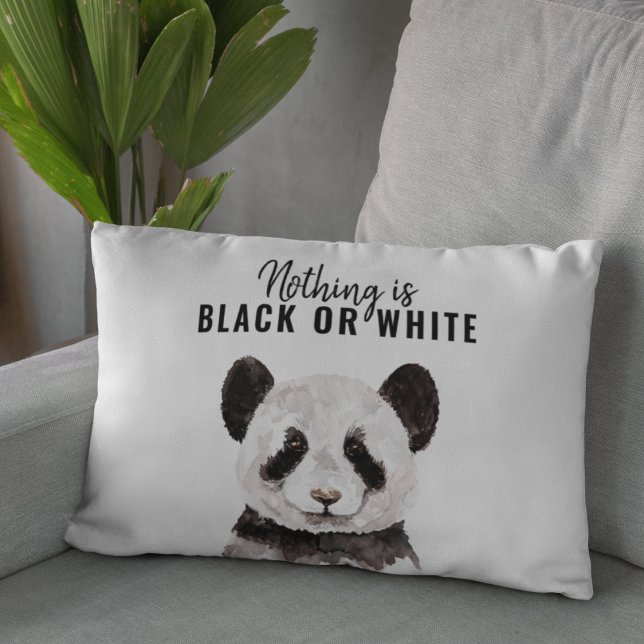 Modern Funny Panda Black And White With Quote Decorative Cushion (Creator Uploaded)