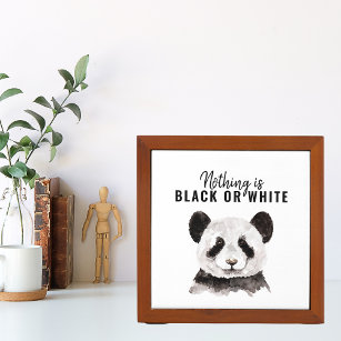 Modern Funny Panda Black And White With Quote Desk Organiser