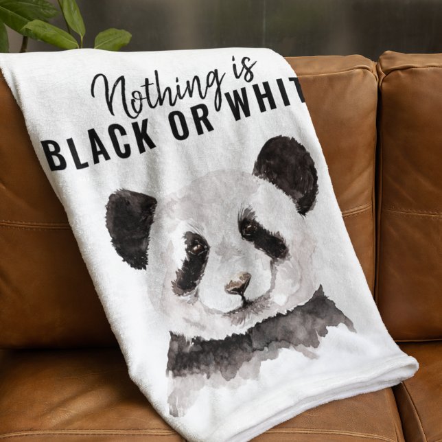 Modern Funny Panda Black And White With Quote Fleece Blanket (Creator Uploaded)