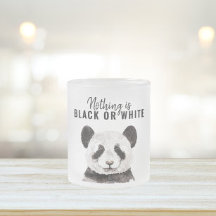 Modern Funny Panda Black And White With Quote Frosted Glass Coffee Mug