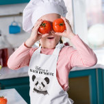 Modern Funny Panda Black And White With Quote Kids Apron<br><div class="desc">Modern Funny Panda Black And White With Quote</div>