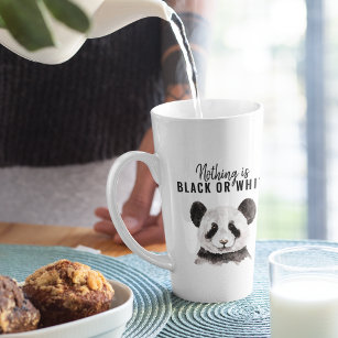 Modern Funny Panda Black And White With Quote Latte Mug