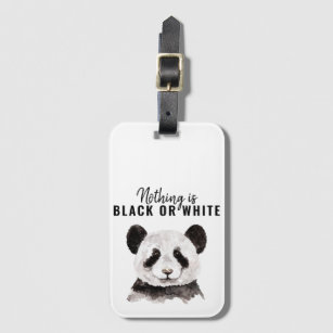 Modern Funny Panda Black And White With Quote Luggage Tag