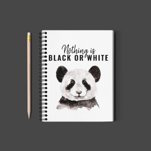 Modern Funny Panda Black And White With Quote Notebook