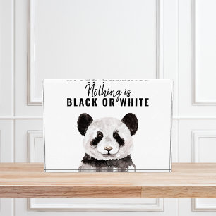 Modern Funny Panda Black And White With Quote Photo Block