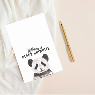 Modern Funny Panda Black And White With Quote Post-it Notes