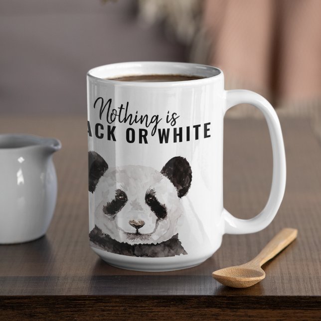 Modern Funny Panda Black And White With Quote Two-Tone Coffee Mug (Creator Uploaded)