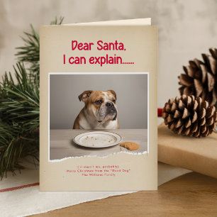 Modern Funny Pet Photo Christmas Holiday Folded Card