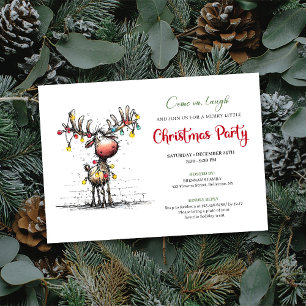 Modern funny reindeer Christmas party invitation