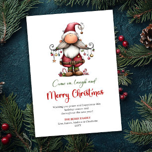 Modern Funny Santa Hand Drawn Festive Greeting Holiday Card