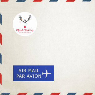 Modern funny Santas helper reindeer on white Classic Round Sticker