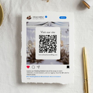 Modern Funny Social Media Wedding Website Enclosure Card
