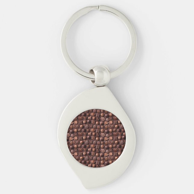 Modern Funny Sweet Brown Dessert for Chocoholic Key Ring (Front)