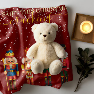 Modern Funny Unique Nutcracker Red Christmas Sherpa Blanket