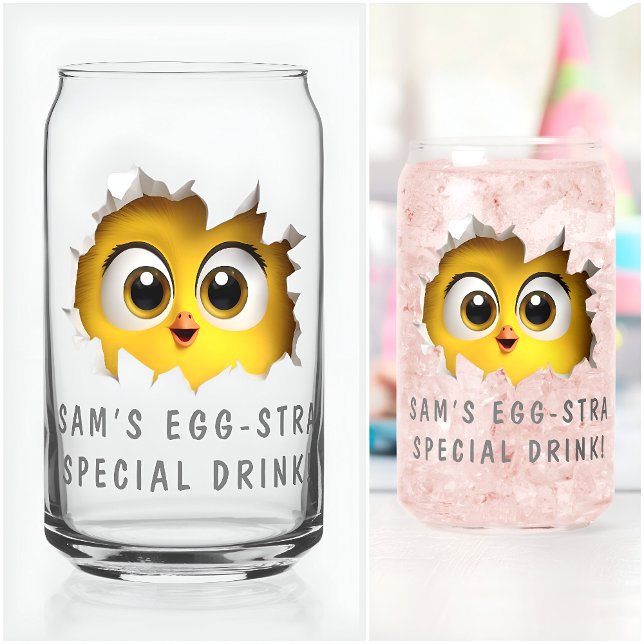 Modern Funny Unusual Custom Chick Egg Birthday  Can Glass (Creator Uploaded)