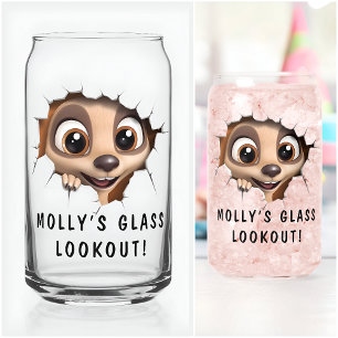 Modern Funny Unusual Custom Meerkat Birthday  Can Glass
