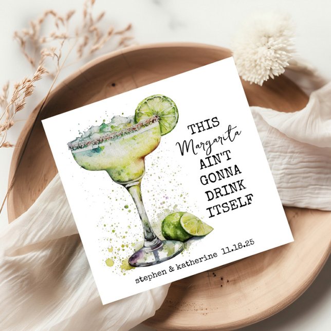Modern Funny Watercolor Margarita Personalised Napkin (Creator Uploaded)