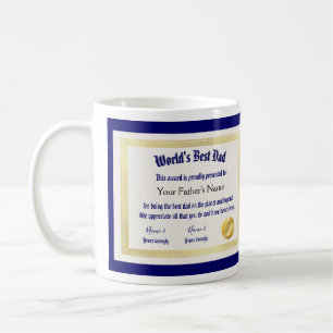 Modern Funny World's Best Dad Certificate Coffee Mug