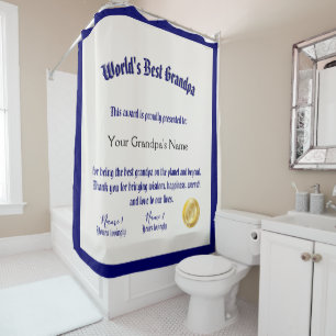 Modern Funny World's Best Grandpa Certificate Shower Curtain