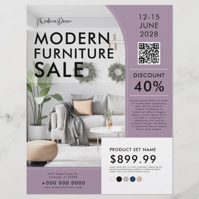 Modern Furniture Home Decor Sale Marketing Ad Flyer (Front)