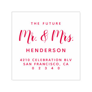 Modern Future Mr & Mrs Script Return Address Self-inking Stamp