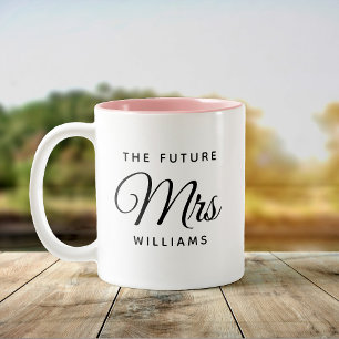 Modern Future Mrs Bride Engagement Script Two-Tone Coffee Mug