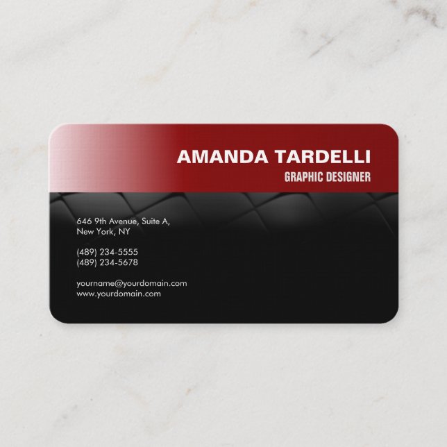 Modern Futuristic Elegant Minimalist Red Black Business Card (Front)