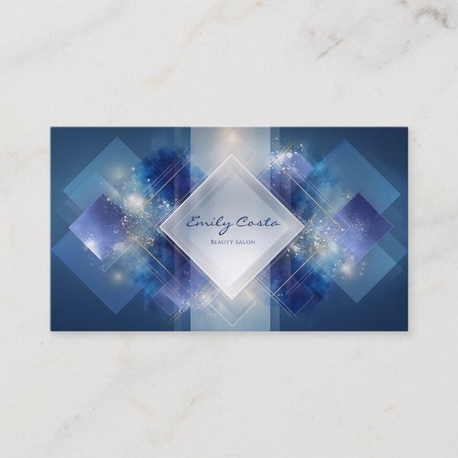 Modern Futuristic Geometric Tech Business Card (Front)