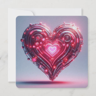 Modern Futuristic Glowing Pink Heart  Card