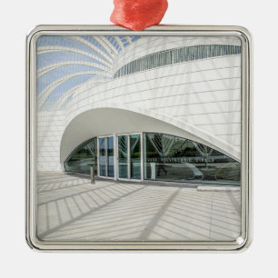 Modern futuristic white building metal tree decoration