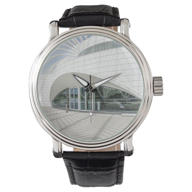 Modern futuristic white building watch (Front)