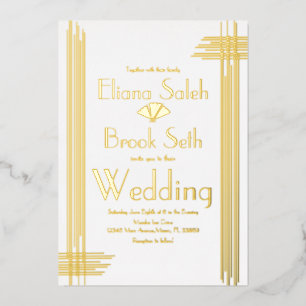 Modern Gabsty Art Deco Gold Wedding Pressed Foil