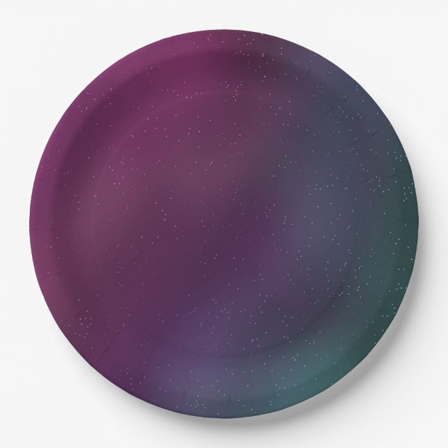 Modern Galaxy Birthday Party Purple Blue Sky Paper Plate (Front)