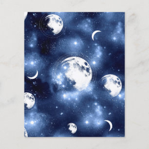 Modern galaxy blue sky moons and stars design
