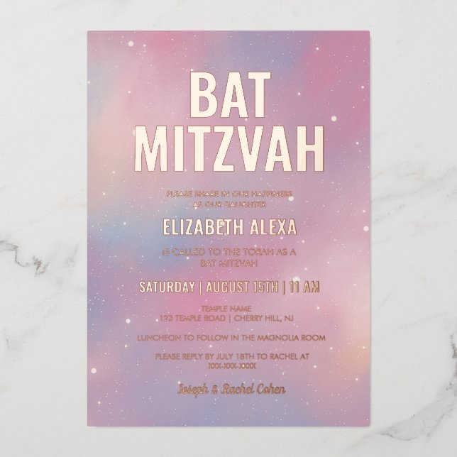 Modern Galaxy Rose Gold Bat Mitzvah (Front)