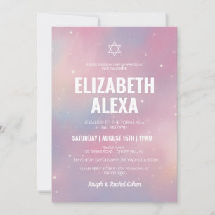 Modern Galaxy Star of David Bat Mitzvah  Invitation