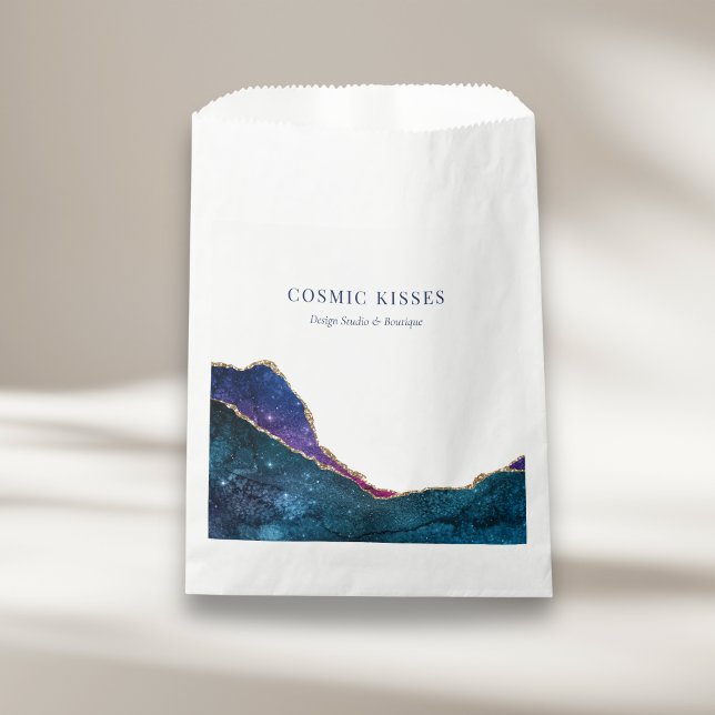 Modern Galaxy Vibrant Celestial Brand Logo White Favour Bags (Creator Uploaded)
