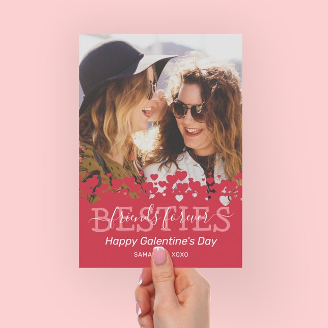Modern Galentines Day Photo Holiday Card (Creator Uploaded)