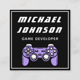 Modern Game Developer Designer Black White Trendy  Square Business Card