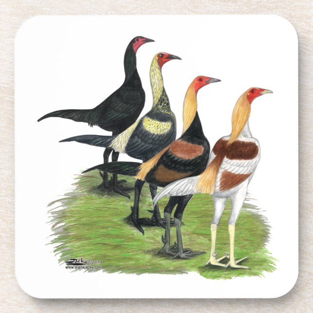 Modern Game Roosters Coaster (Front)