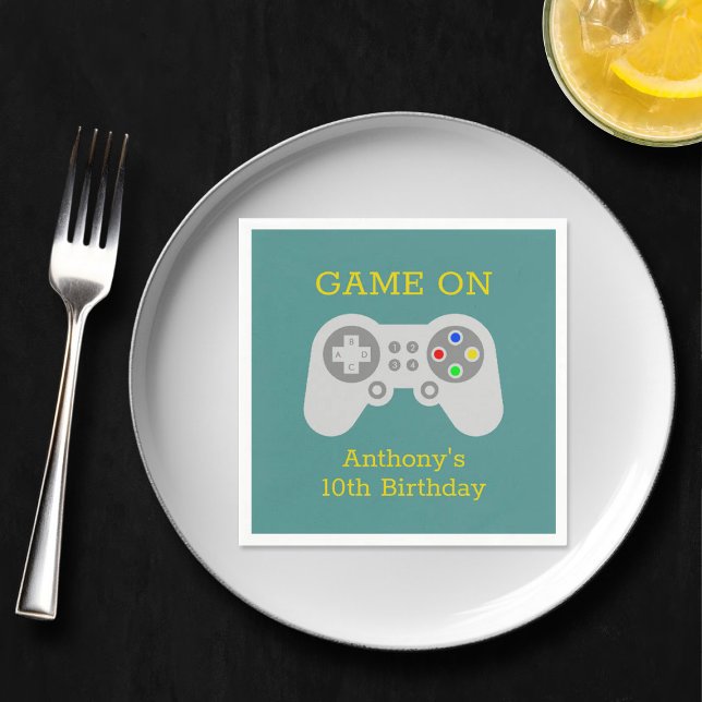 Modern Gamer Any Age Birthday Party Napkin (Creator Uploaded)