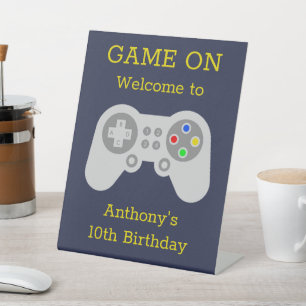 Modern Gamer Any Age Birthday Party Welcome Pedestal Sign