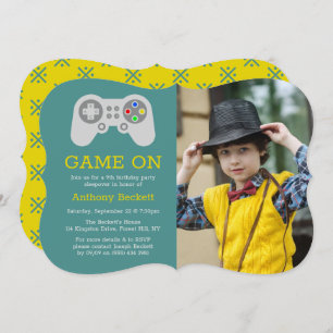 Modern Gamer Any Age Birthday Photo Invitation