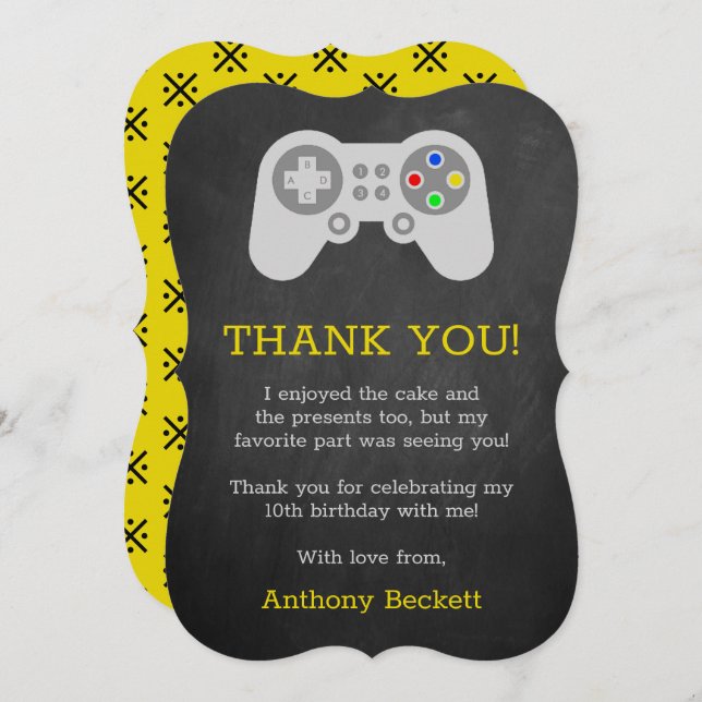 Modern Gamer Any Age Birthday Thank You Card (Front/Back)