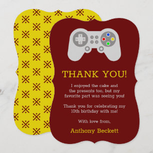 Modern Gamer Any Age Birthday Thank You Card