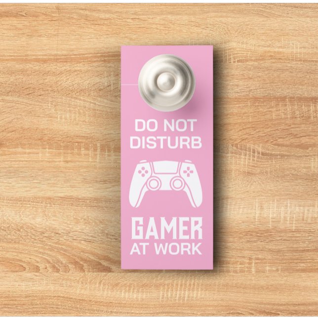 Modern Gamer At Work Personalised Game Controller  Door Hanger (Modern personalized text for gamer of video game lover door hanger)