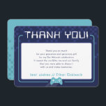 MODERN GAMING THANKS Bar Mitzvah navy aqua blue Thank You Card<br><div class="desc">by kat massard >>> www.simplysweetPAPERIE.com <<< A simple design for your THANK YOU FLAT CARDS - to match your main invitations. Love the design, but would like to see some changes - another colour scheme, product, add a photo or adapted for a different occasion - no worries simply contact me,...</div>