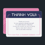 MODERN GAMING THANKS Bat Mitzvah navy blue pink Thank You Card<br><div class="desc">by kat massard >>> www.simplysweetPAPERIE.com <<< A simple design for your THANK YOU FLAT CARDS - to match your main invitations. Love the design, but would like to see some changes - another colour scheme, product, add a photo or adapted for a different occasion - no worries simply contact me,...</div>