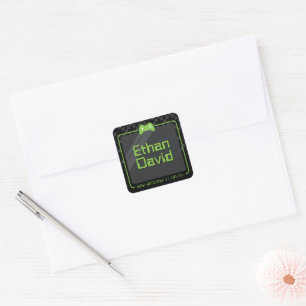 MODERN GAMING trendy black neon green Square Sticker